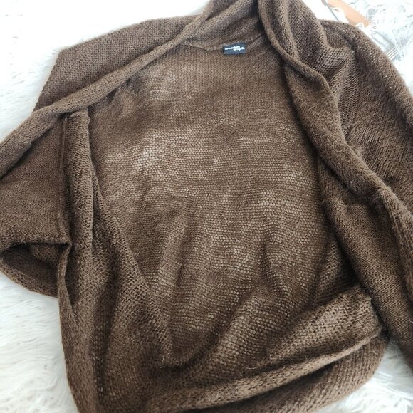 Wooden Ships Open Cardigan Shrug Sweater Women’s Size S/M Wool Mohair Brown - Picture 5 of 12